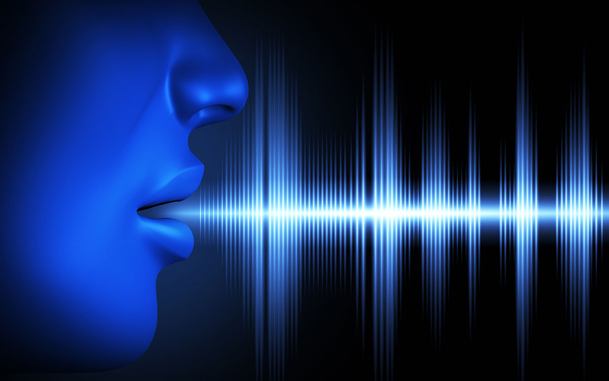 Speech intelligibility improvement services showing vocal sound waves to represent forensic voice enhancement and speech clarity restoration